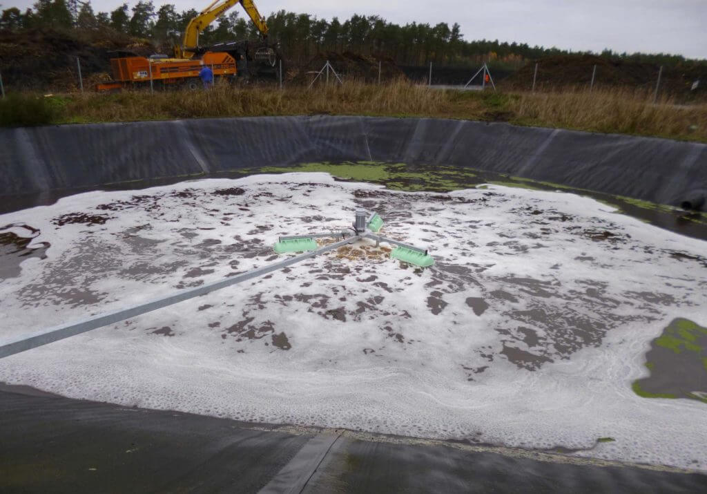 Centrox Belüfter im Speicherteich für Deponie-Sickerwasser